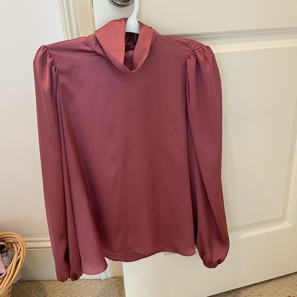 Zara high collar satin effect blouse